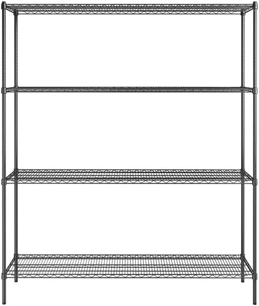 18" x 72" NSF Black Epoxy 4-Shelf Kit with 86" Posts, Heavy Duty Storage Shelving, Wire Shelving Kit, NSF Commercial Storage Rack Unit