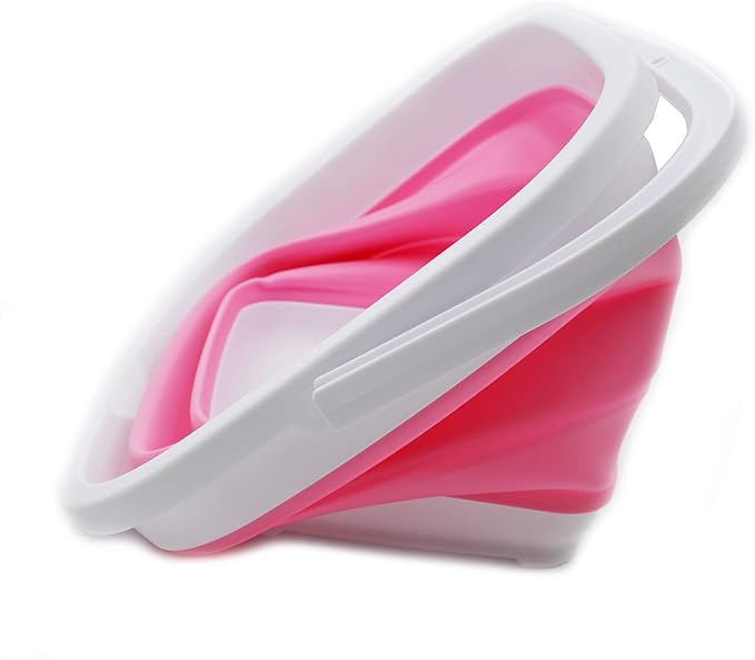 SAMMART 10L (2.6 Gallon) Collapsible Rectangular Handy Bucket (White/Pink (Set of 2))-NeatNest