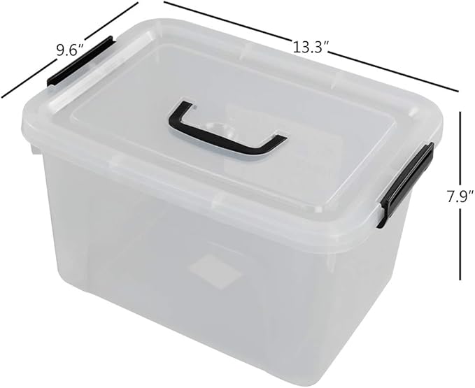 Begale 10.5 Quart Plastic Medium Storage Container, Clear Latch Bin with Handle and Lid, 4-Pack-NeatNest