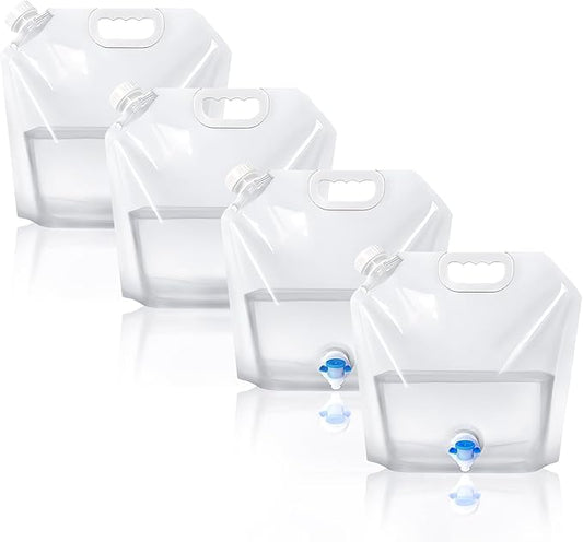 4 Pack Collapsible Water Jug Container, Portable Water Bags with Spout, Folding Plastic Water Carrier Tank, No Leak Emergency Camping Water Storage for Travel Hiking (2.6 Gal)