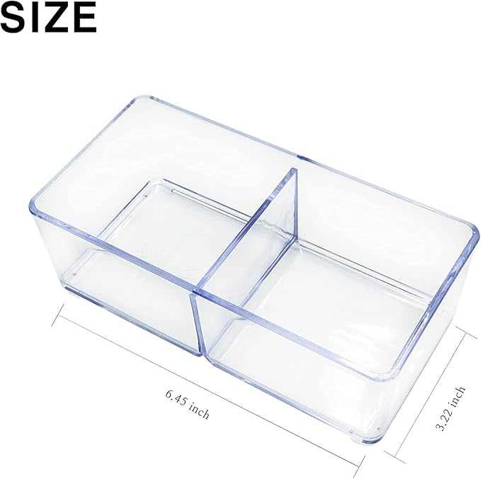 carrotez 2 Compartment Clear Plastic Drawer Organizer for Makeup, Bathroom, Desk, Vanity-NeatNest
