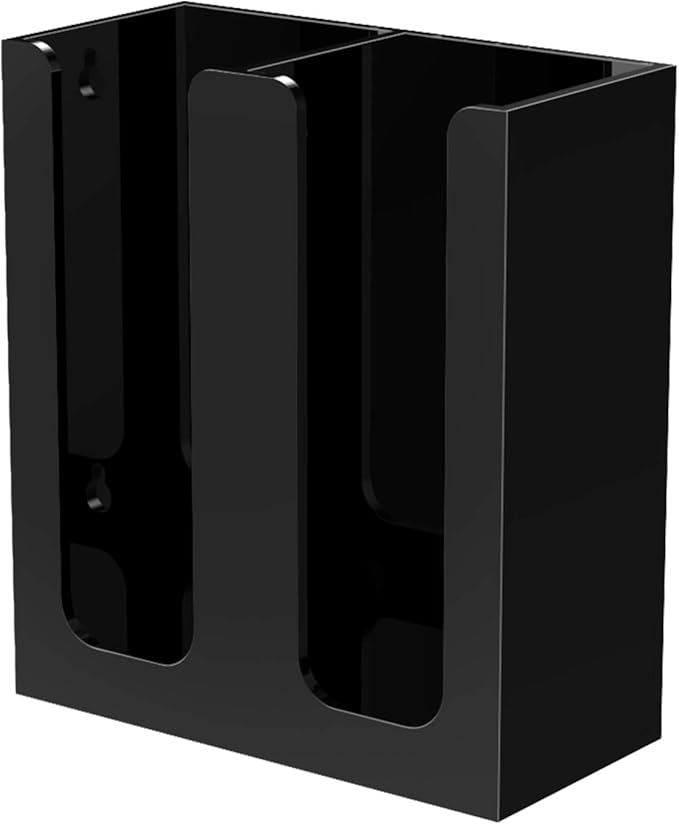 Richboom Acrylic Coffee Cup and Lid Storage Organizer Holder, 2 Compartments, Black-NeatNest