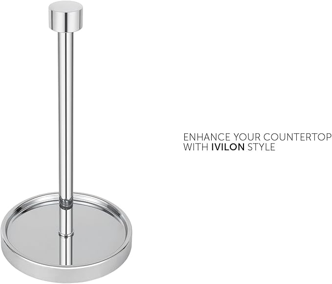 Ivilon Countertop Paper Towel Holder - Modern End Cap Minimalist Design - Color Chrome