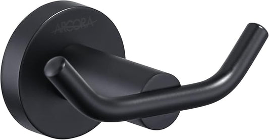 ARCORA Black Towel Hooks, SUS 304 Stainless Steel Wall Hooks, Heavy Duty Robe Hooks 1 Pack, Towel Hooks for Bathroom Wall Mounted