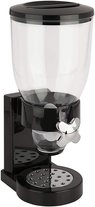 Cereal Dispenser Countertop, Plastic Single Control Candy Dispenser for Storing Coffee Beans, Kitchen Dry Cereal Dispenser (White)-NeatNest