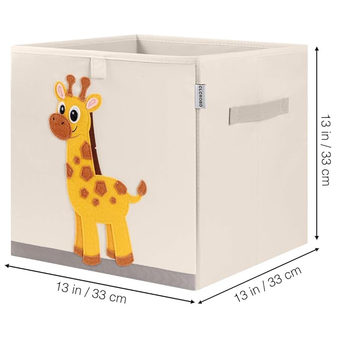 CLCROBD Foldable Animal Cube Storage Bins Fabric Toy Box/Chest/Organizer for Kids Nursery, 13 inch (Elegant Giraffe)-NeatNest
