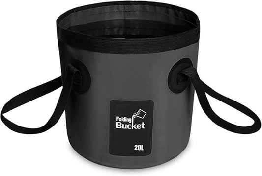 BANCHELLE Collapsible Bucket Water Container Portable Folding Camp Wash Basin for Outdoor Traveling Hiking Fishing Car Washing Gardening Camping (Black, 20L)-NeatNest