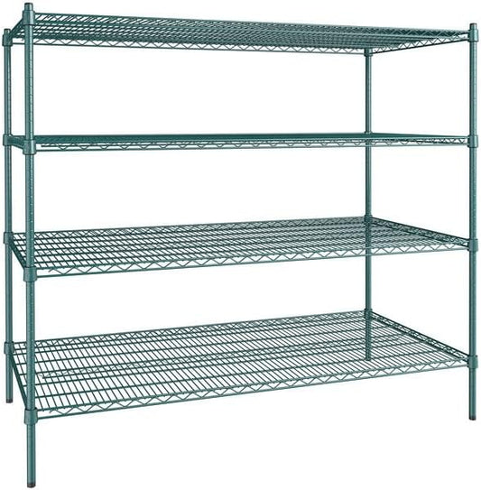 30" x 60" NSF Green Epoxy 4-Shelf Kit with 54" Posts, Heavy Duty Storage Shelving, Wire Shelving Kit, NSF Commercial Storage Rack Unit