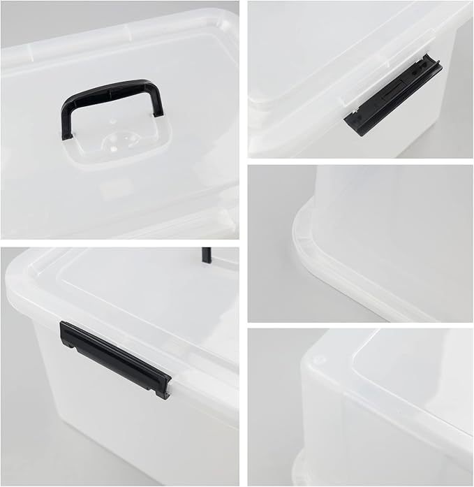 17.5 Quart Clear Storage Box, Plastic Storage Bins with Lids, 4-Pack
