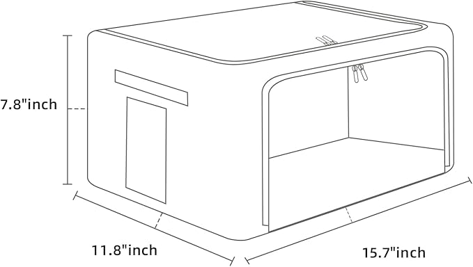 2 Pack Clear Window Storage Bins Foldable Fabric Storage Bins Boxes for Clothes Stackable Box Organizer Set with Carrying Handles (Gray,22L, 15.7x 11.8x 7.8 Inch)-NeatNest