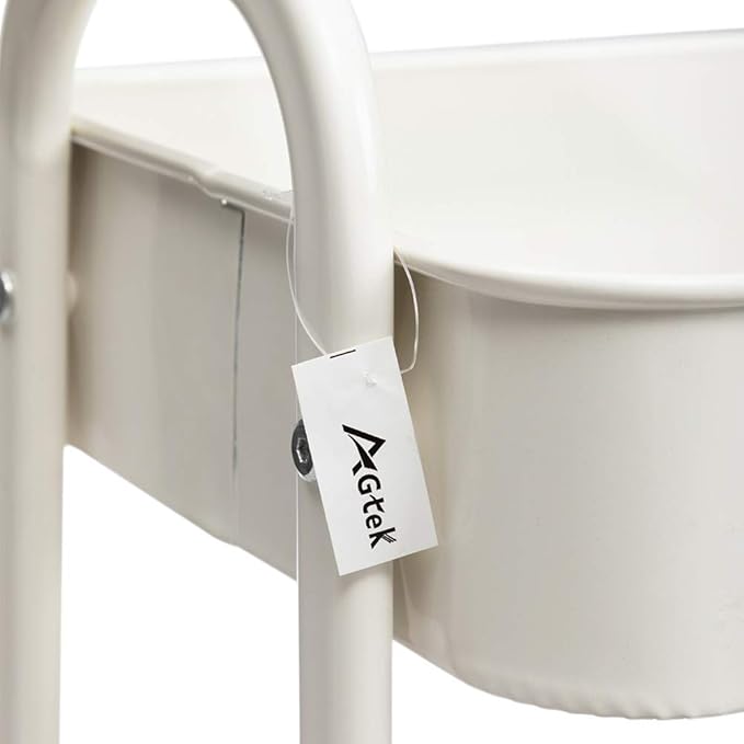 AGTEK Makeup Cart, Movable Rolling Organizer Cart, White 3 Tier Metal Utility Cart-NeatNest