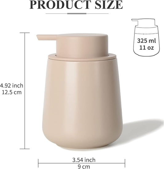BosilunLife Foam Hand Soap Dispenser - 12 oz Bathroom Lotion Pump for Kitchen and Hand Wash - Khaki Ceramic Dish Liquid Dispenser-NeatNest