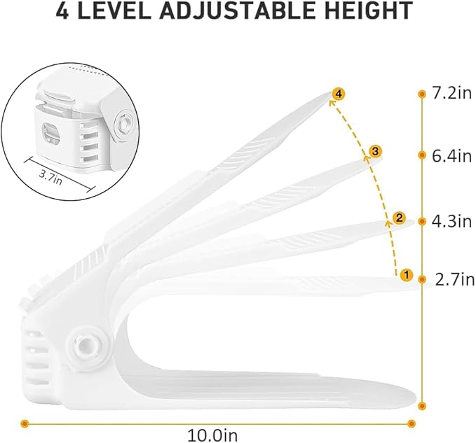Shoe Slots Organizer 36 Pack - Shoe Organizer Space Saver 50%,Adjustable Thickening Shoe Stackers for a pair of Shoes,Shoe Storage Shoe Rack Holder for closet organization,organizador de zapatos,White-NeatNest