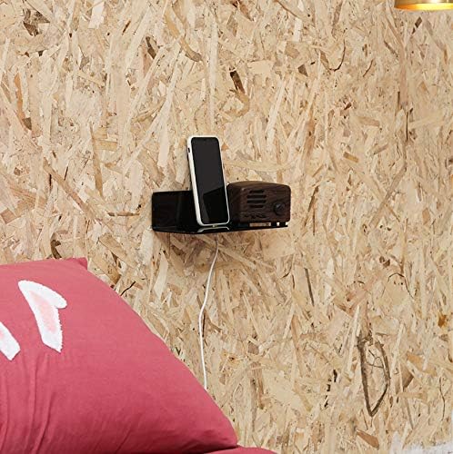 IEEK 4 PCS Small Acrylic Floating Wall Shelves,9 Inch Adhesive Display Shelf for Nintendo Switch/Smart Speaker/Security Cameras/Action Figures,No Damage Expand Wall Space,Black-NeatNest