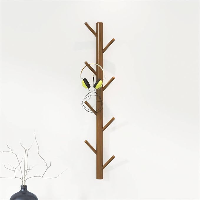 Coat Rack 2 pack-Wall Mounted Hat Rack Coat Hooks-Sturdy Wooden Coat Rack Stand-Entryway Hall Tree Coat Tree with Solid Base for Hat,Clothes,Purse,Scarves,Handbags,Umbrella(Dark Brown)-NeatNest
