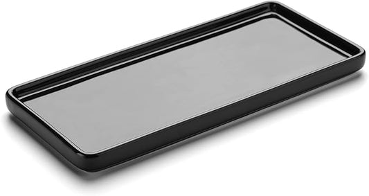 Gurygo 10" Bathroom Tray, Ceramic Vanity Tray for Bathroom, Small Ceramic Trays, Kitchen Soap Trays for Kitchen Counter (Black, 10",Set/1)-NeatNest