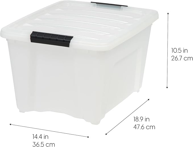 IRIS 588248 32 Quart Clear Stack and Pull Storage Container Box Bin System with Secure Latching Lids for Home, Closet, or Office (6 Count)