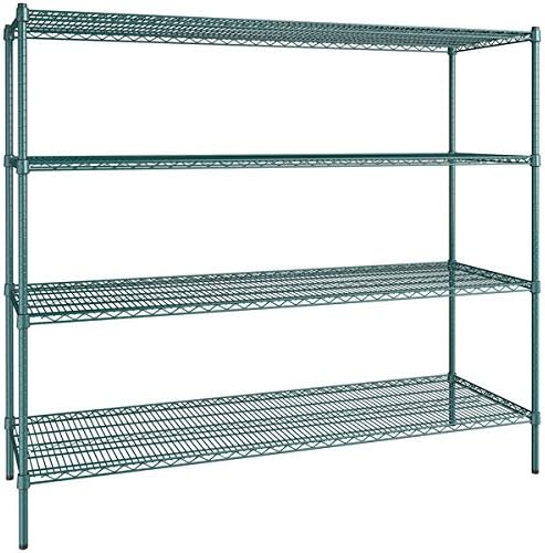 24" x 72" NSF Green Epoxy 4-Shelf Kit with 64" Posts, Heavy Duty Storage Shelving, Wire Shelving Kit, NSF Commercial Storage Rack Unit