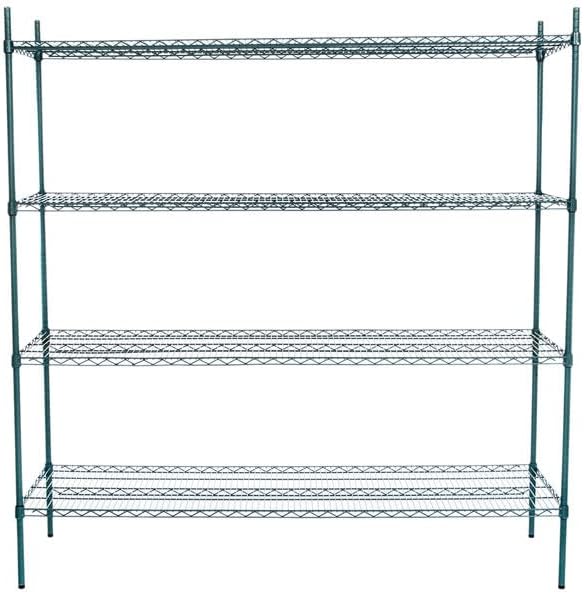 21" x 72" NSF Green Epoxy 4-Shelf Kit with 74" Posts, Heavy Duty Storage Shelving, Wire Shelving Kit, NSF Commercial Storage Rack Unit