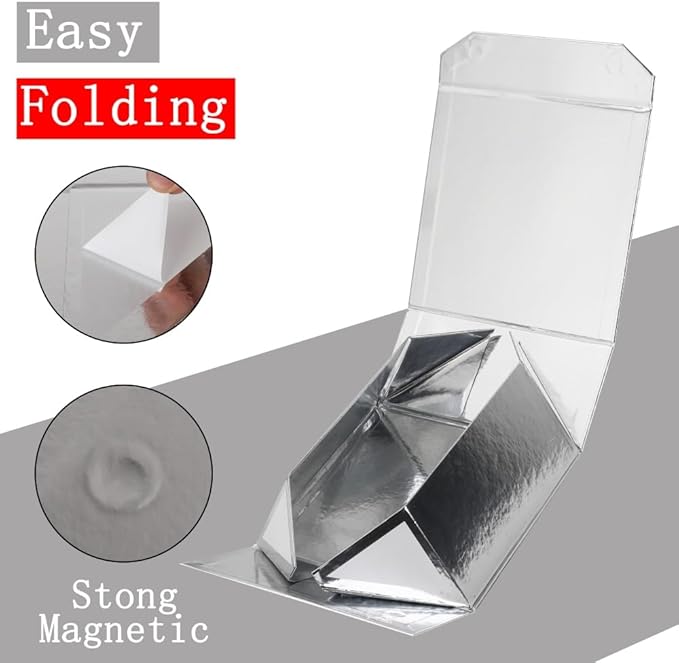 6 Pcs Silver Gift Boxes - Large 13x11x5.3 Inch - Modern Style - Magnetic Lids - Crinkle Paper - Luxury Gift Boxes for Presents-NeatNest