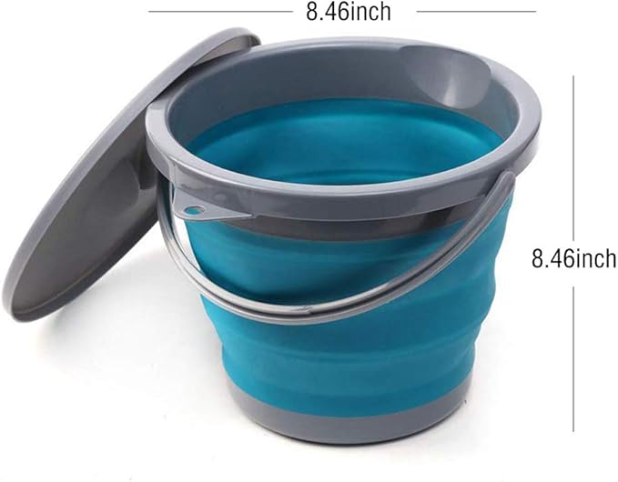 Ahyuan Collapsible Water Bucket with Locking Lid Multifunction Foldable Round Tub Water Pot Portable Water Pail Space Saving Water Container for RV, Camping, Marine, Outdoor Activities and Home (Blue)-NeatNest
