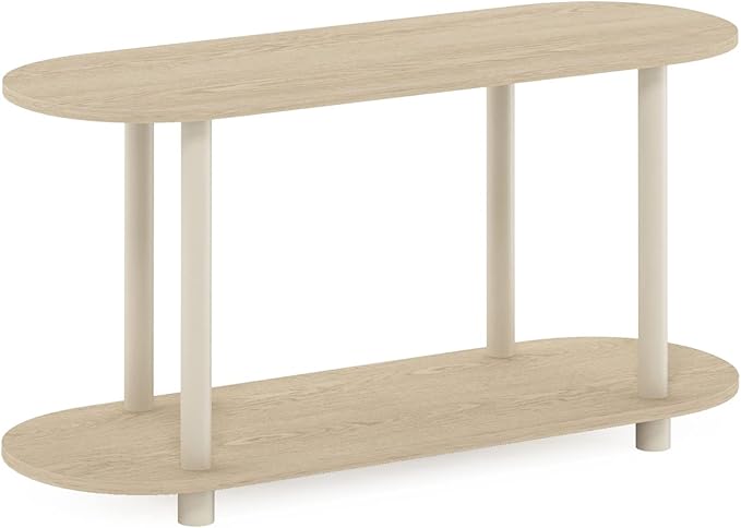 Furinno Turn-N-Tube No Tools Modern Oval Side Table, Bauhaus Oak/Beige-NeatNest