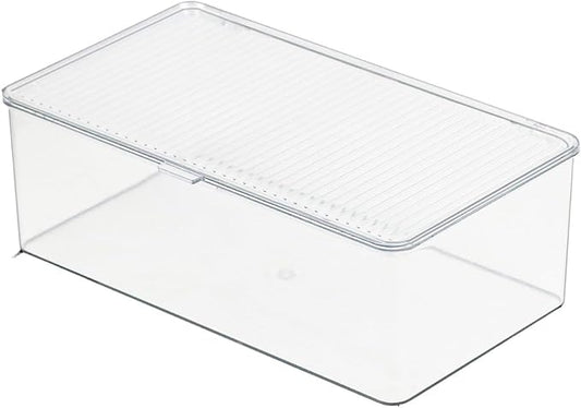 Clear Plastic Storage Bin with Lid, Makeuo Holder, Fridge Organizer, Refrigerator Organizers and Storage, Small Container for Pantry, Office, Dresser, Bathroom, Kitchen, Snack