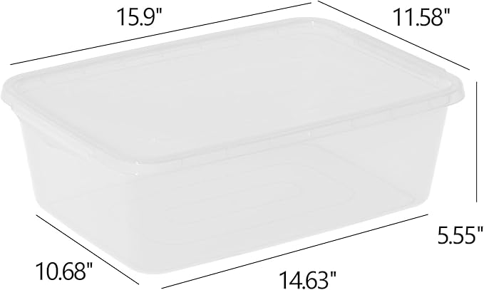 2 Packs 16 L Plastic Storage Containers with Latching Lid, Commercial Pizza Dough Proofing Box, Clear Pizza Dough Containers