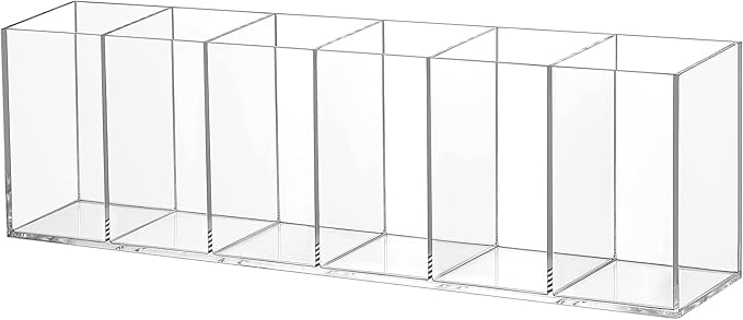Jetec Acrylic Pen Holder 6 Compartments Makeup Brush Stationery Organizer Pencil Holder for Desk Accessories, Cosmetic Brushes, Dorm, Home, Bathroom, Kitchen, Office Supplies(Clear)-NeatNest