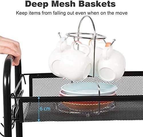 JANE EYRE 5-Tier Rolling Utility Storage Rack Cart on Wheels, Trolley Craft cart, Multi-Purpose Organizer Shelf, Black-NeatNest