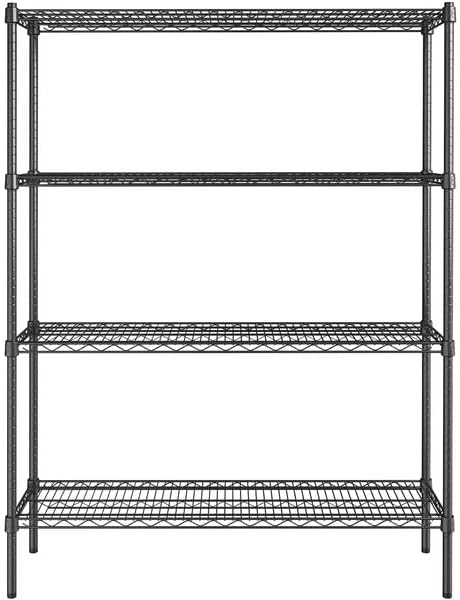 14" x 48" NSF Black Epoxy 4-Shelf Kit with 64" Posts, Heavy Duty Storage Shelving, Wire Shelving Kit, NSF Commercial Storage Rack Unit