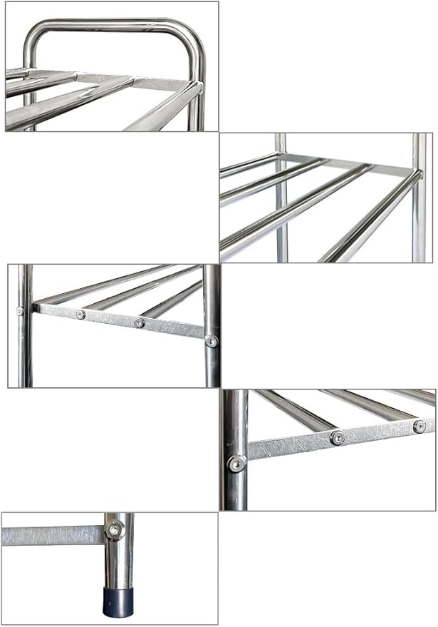 3 Tier Expandable Shoe Rack for Closet, Stainless Steel Shoe Shelf, Strong Weight Capacity Shoes Organizer, Easy to Install and Saving Space Standing Shelf with Sturdy Frame(3 Tier)-NeatNest