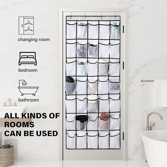 40 Mesh Pocket Over the Door Shoe Organizer,Hanging Shoe Rack for Closet Storage Holder for Dorm Room College Classroom Storag(Grey)-NeatNest