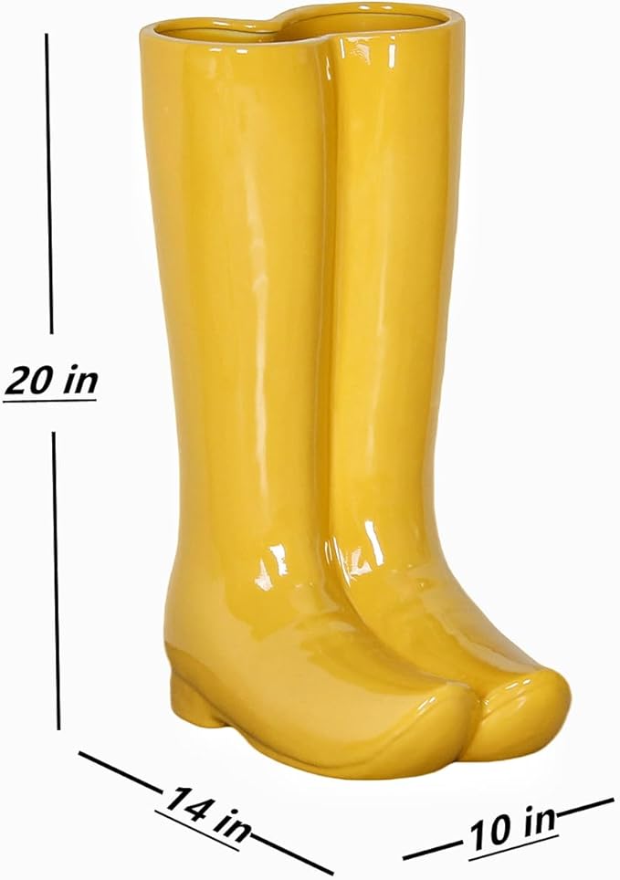 Ceramic Boot Umbrella Stand Boots Vase Freestanding Umbrella Bucket Ceramic Umbrella Rack Home Decor Piece for Home Decor, Office, Apartment, Hotel, Bars,14''H-NeatNest