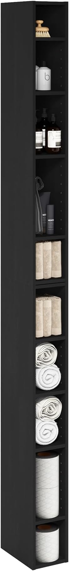 Furinno Fulda 10-Tier Space Saving Storage Shelf Bookcase, 6-Inch Width, Blackwood-NeatNest