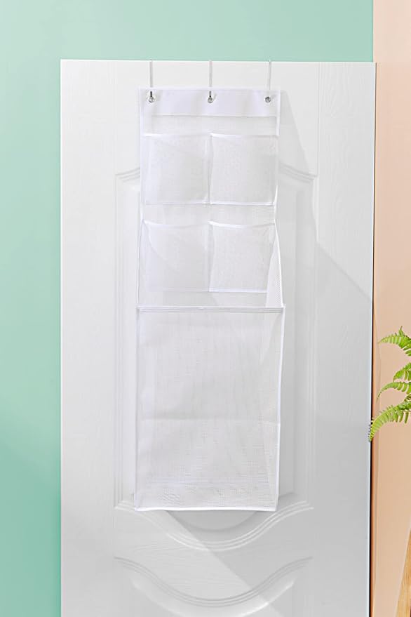 ALYER Multi-Scene Suitable Hanging Mesh Laundry Basket,Behind The Door Storage Organizer for Laundry,RV,Dorm,Bathroom,Bedroom,Pantry, Nursery,Kitchen,White