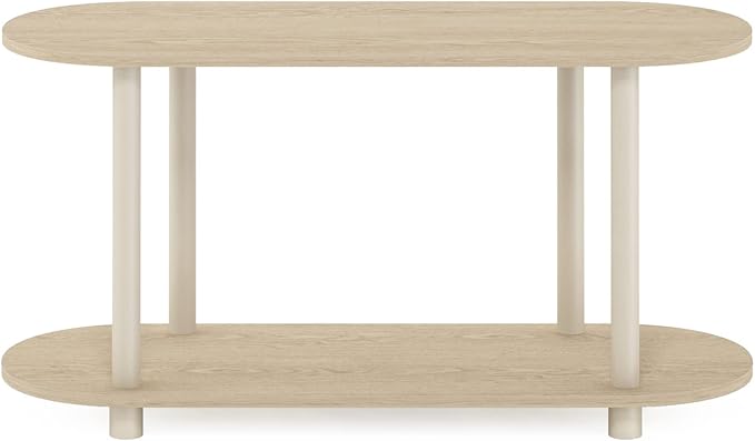 Furinno Turn-N-Tube No Tools Modern Oval Side Table, Bauhaus Oak/Beige-NeatNest