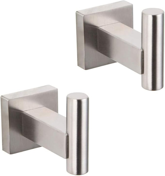 GERZWY Bathroom Coat Hook SUS 304 Stainless Steel Single Towel/Robe Clothes Hook for Bath Kitchen Garage Heavy Duty Contemporary Hotel Style Wall Mounted 2 Pack Brushed Finish DG1407-LS