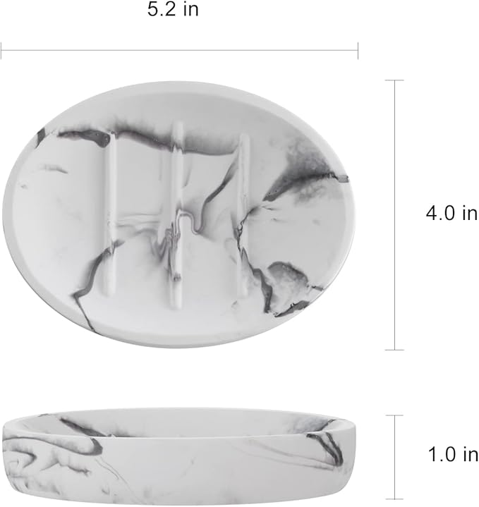 2 Pack Resin Soap Dish, Marble Look Soap Holder Shower Soap Dishes for Bar Soap, Bar Soap Holder Soap Tray Soap Saver for Shower Bathroom Kitchen Sink-NeatNest