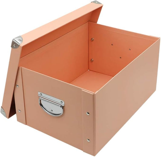 GUOZI Collapsible Storage Box, Decorative Memory Box with Lid & Metal Reinforced Corners, Cardboard File Bin with Handles, Organizer Gift Box for Keepsake Toy Photos Office Nursery Wardrobe Bookshelf-NeatNest