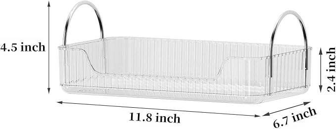 Clear Vanity Tray Organizer - 1 Tier for Bathroom Counter, Skincare & Makeup, Toiletries, Lotions, Perfumes-NeatNest