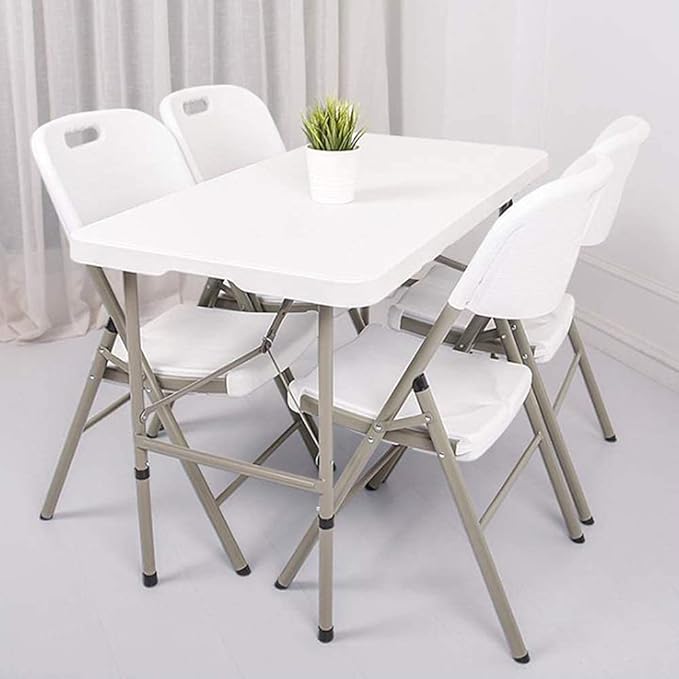 4ft Picnic Table,Folding Utility Table Portable Fold-in-Half Plastic Picnic Party Dining Camp Table with Handle for Indoor Outdoor-NeatNest