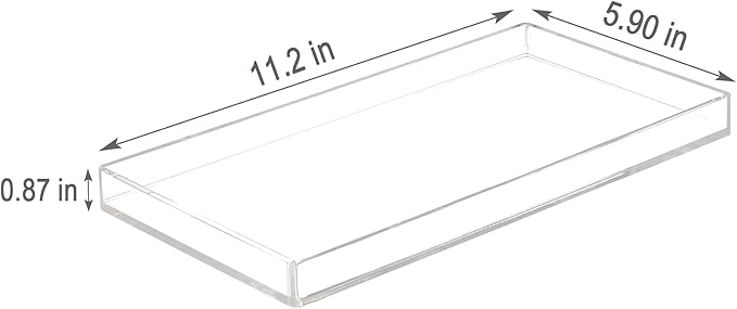 Bigfety Acrylic BathroomTray for Counter, Handmade Clear Trays Sturdy Organizer for Cup, Sponge, Soap, Plant (Large, Clear)-NeatNest