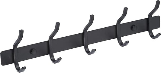 AZW Coat Rack Wall Mount,Heavy Duty Stainless Steel Metal Coat Hooks Hanging for Robes Bags Keys Hat Clothes and Bathroom Door Towels Hanger(Matte Black 5 Hooks)-NeatNest