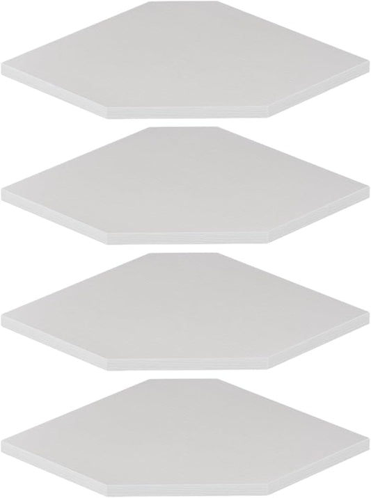 JJL Corner Shelf, 12 Inch Corner Shelf Wall Mounted with Wire Hole, 4 Tier 13.3 Inch Deep Wooden Corner Hanging Shelves for Wall Storage, for Speaker, Cable Box, White-NeatNest