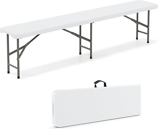 Goplus 6 Feet Plastic Folding Bench, Portable Foldable Bench Seat with 1320 LBS Capacity, HDPE Thickened Long Seat with Handle & Lock, for Outside Indoor Picnic Party Camping Dining Soccer Events-NeatNest