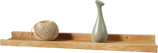 24 Inch Floating Shelves Wall Mounted, Rustic Wall Shelves for Decor and Storage, Natural Solid Oak Wood Shelf, Picture Ledge for Bedroom/Bathroom/Living Room/Kitchen, Natural Color, 24*4*1.5 (1 Pack)-NeatNest