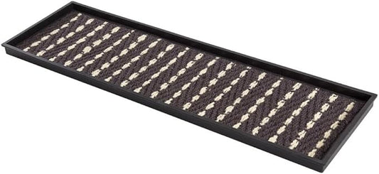 Anji Mountain AMB0BT4F-008 Black Rubber Boot/Shoe Tray with Coir, Fits 4 Pair (46.5" Wide), Gray & Ivory Insert