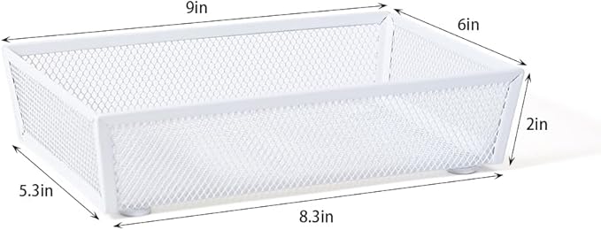 BYCY 4 Pack Silverware Drawer Organizer, Mesh Utensil Organizer for Kitchen Storage, White Steel Metal Mesh Tray for Flatware Fork Spoon Knife (9 x 6 x 2 Inch,White)-NeatNest