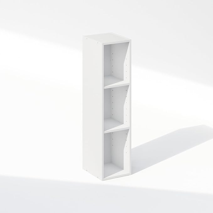 Furinno Reed 3-Tier Multipurpose Clothing & Closet Storage Organizer Shelf, 8-Inch Width, White-NeatNest